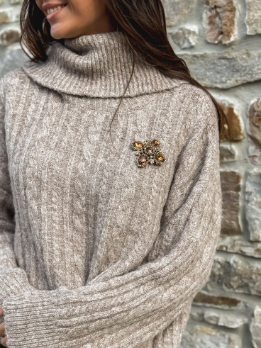 Broche Clarkia - Chocolat