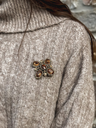 Broche Clarkia - Chocolat