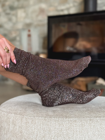 Chaussettes pailletées Limane - Chocolat