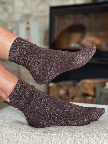 Chaussettes pailletées Limane - Chocolat