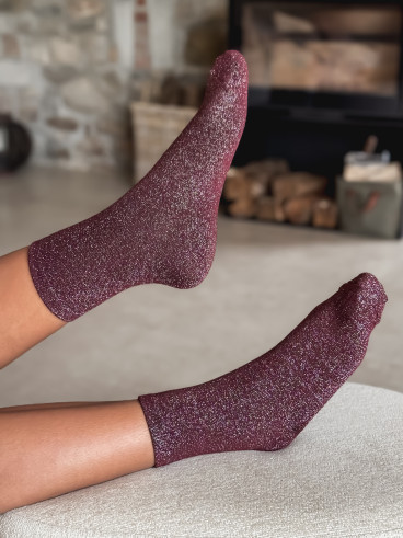 Chaussettes pailletées Limane - Bordeaux Chaussettes pailletées Limane - Bordeaux