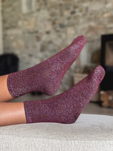 Chaussettes pailletées Limane - Bordeaux Chaussettes pailletées Limane - Bordeaux