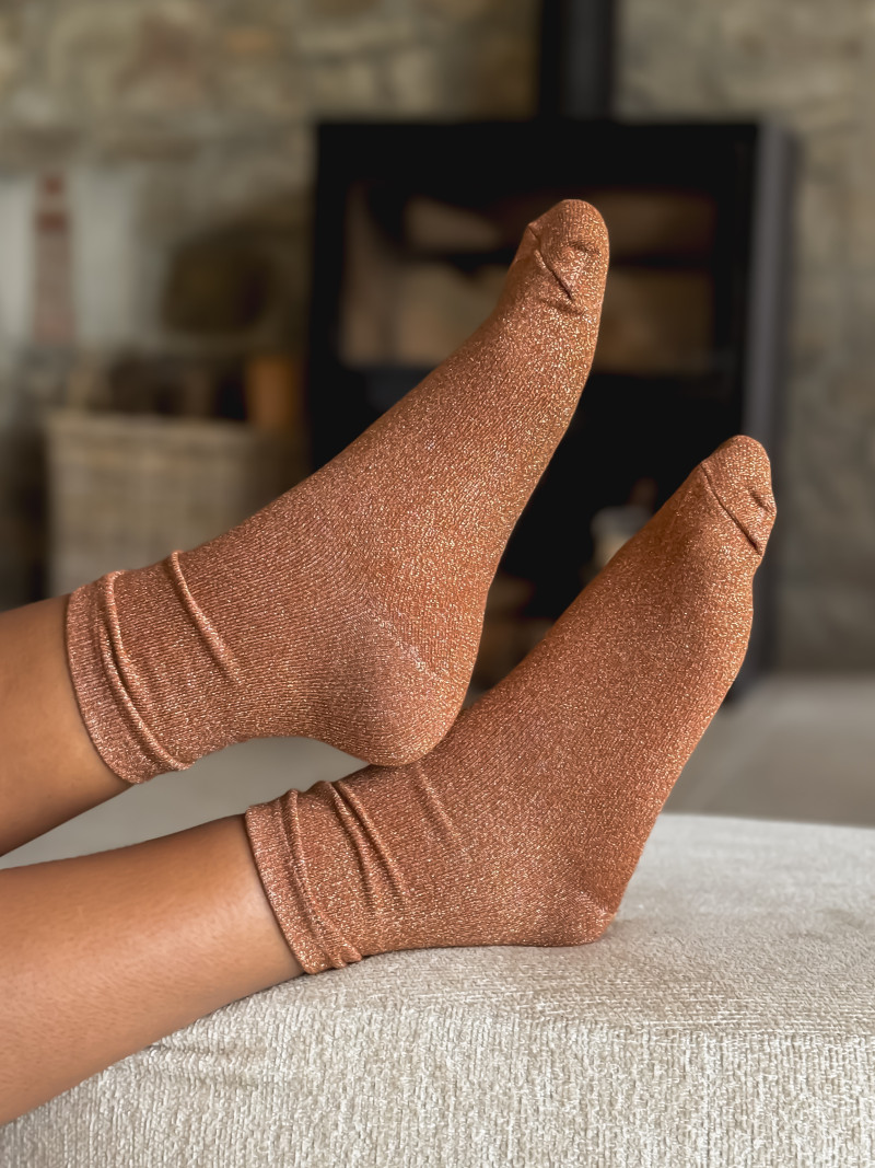 Chaussettes pailletées Adelyna - Orange Chaussettes pailletées Adelyna - Orange