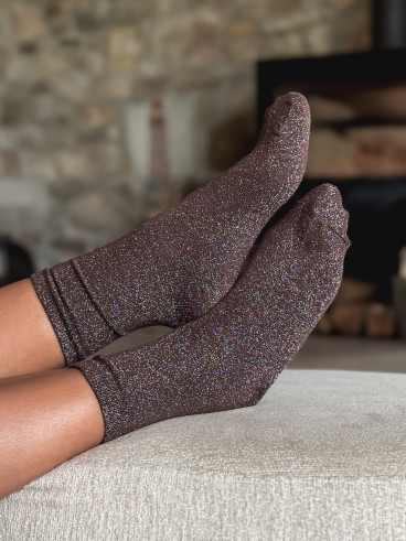 Chaussettes pailletées Adelyna - Chocolat