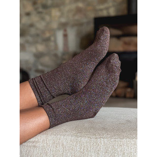 Chaussettes pailletées Adelyna - Chocolat