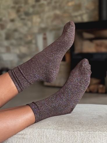 Chaussettes pailletées Adelyna - Chocolat