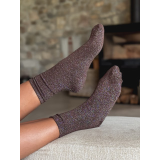 Chaussettes pailletées Adelyna - Chocolat