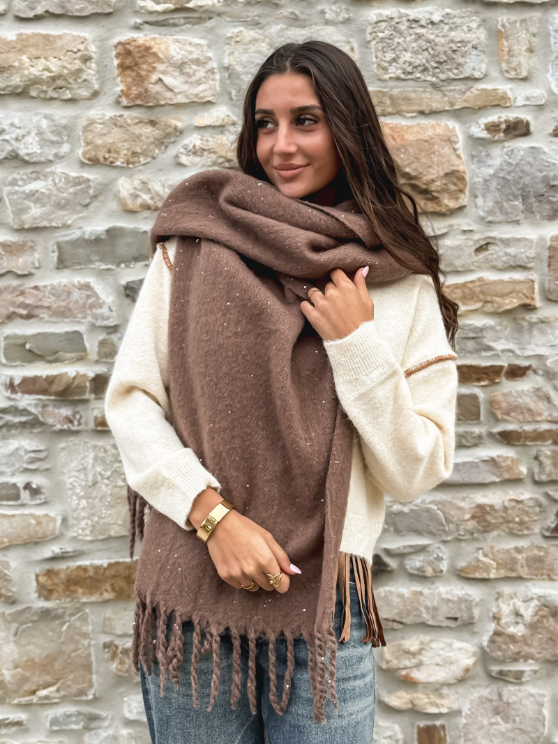 Écharpe pailletée Mariane - Taupe Écharpe pailletée Mariane - Taupe