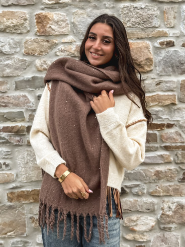 Écharpe pailletée Mariane - Taupe Écharpe pailletée Mariane - Taupe
