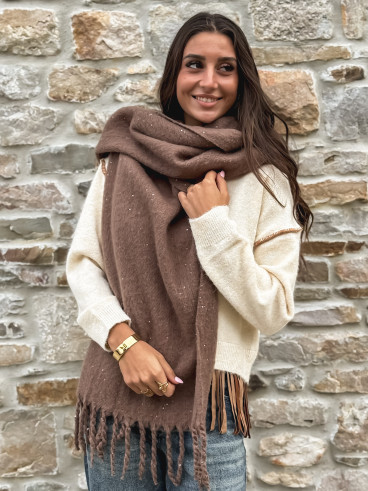 Écharpe pailletée Mariane - Taupe Écharpe pailletée Mariane - Taupe