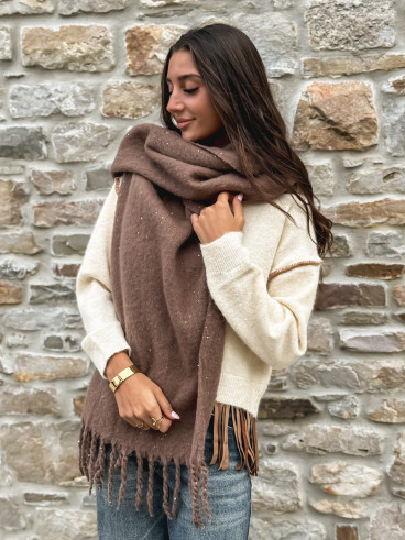 Écharpe pailletée Mariane - Taupe Écharpe pailletée Mariane - Taupe