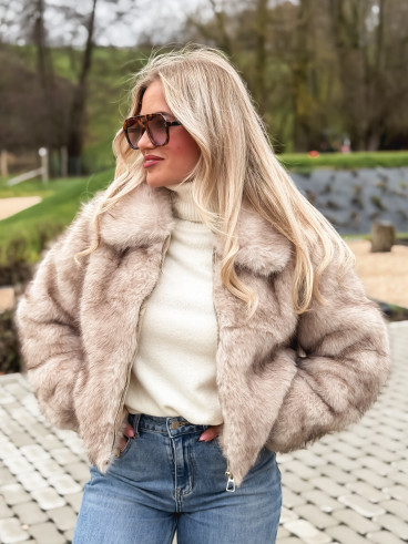 Veste fausse fourrure Rosélina - Beige