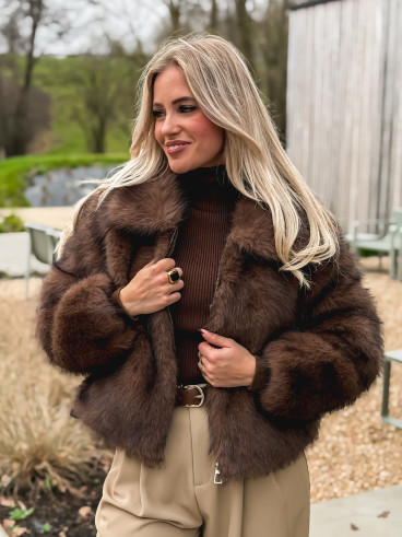 Veste fausse fourrure Rosélina - Chocolat