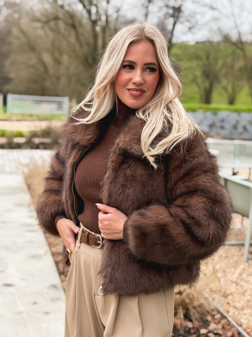 Veste fausse fourrure Rosélina - Chocolat
