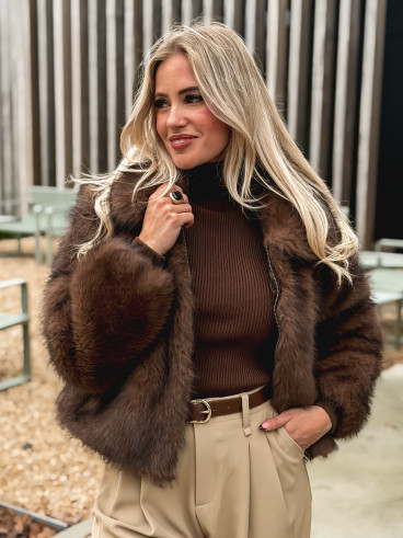 Veste fausse fourrure Rosélina - Chocolat
