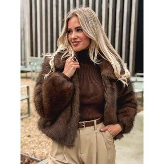 Veste fausse fourrure Rosélina - Chocolat