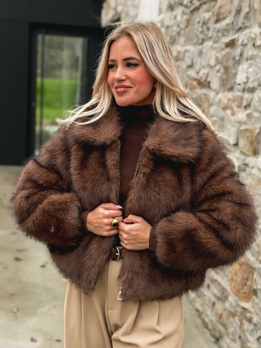 Veste fausse fourrure Rosélina - Chocolat