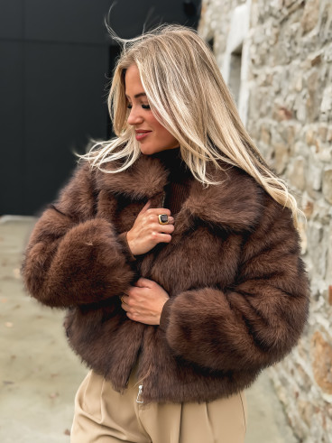 Veste fausse fourrure Rosélina - Chocolat