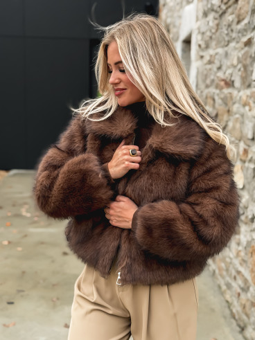 Veste fausse fourrure Rosélina - Chocolat