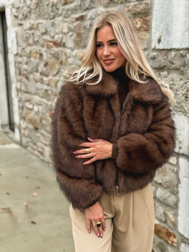 Veste fausse fourrure Rosélina - Chocolat