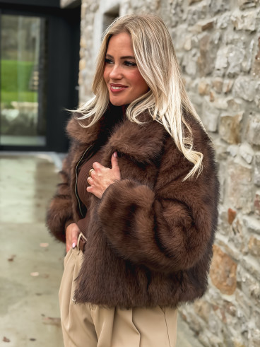 Veste fausse fourrure Rosélina - Chocolat