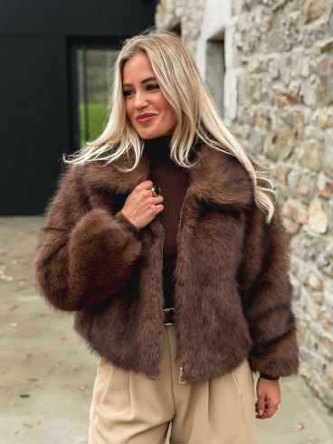 Veste fausse fourrure Rosélina - Chocolat