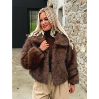 Veste fausse fourrure Rosélina - Chocolat
