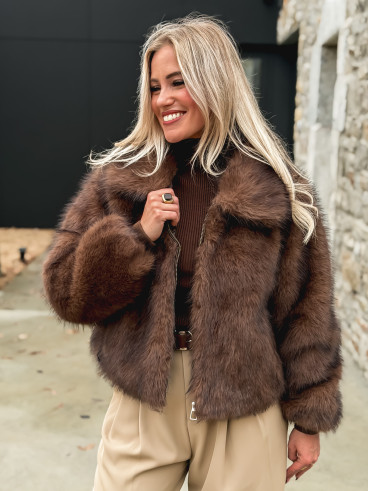 Veste fausse fourrure Rosélina - Chocolat