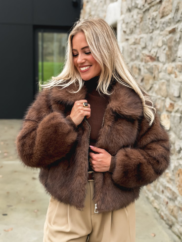 Veste fausse fourrure Rosélina - Chocolat