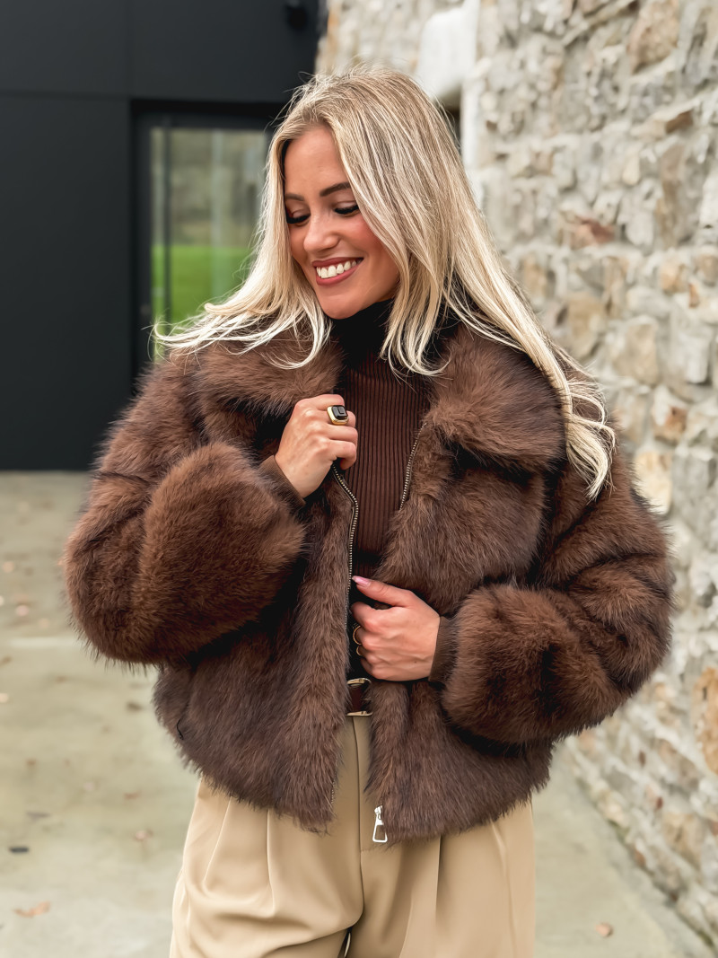 Veste fausse fourrure Rosélina - Chocolat
