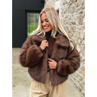 Veste fausse fourrure Rosélina - Chocolat