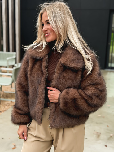 Veste fausse fourrure Rosélina - Chocolat