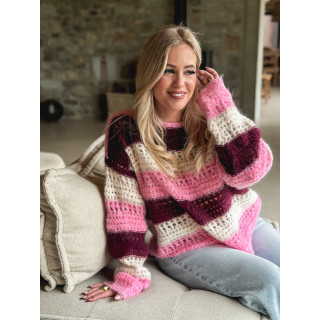 Pull ligné Lorana - Rose/Ecru