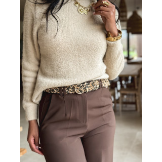 Ceinture léopard Havane - Beige/Noir