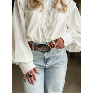 Ceinture Dixie - Camel/Argenté