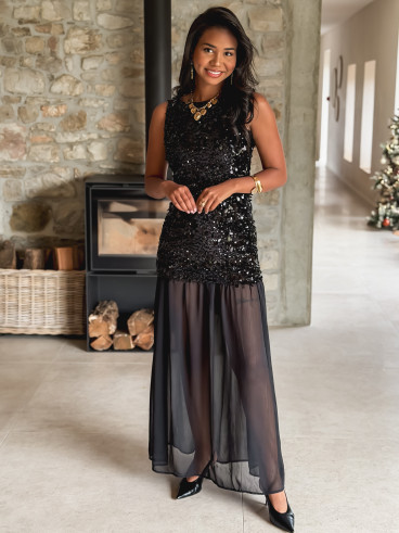 Robe longue Line - Noir