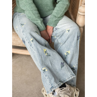 Jeans à fleurs Lynda - Bleu