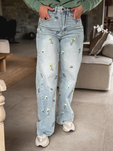 Jeans à fleurs Lynda - Bleu Jeans à fleurs Lynda - Bleu