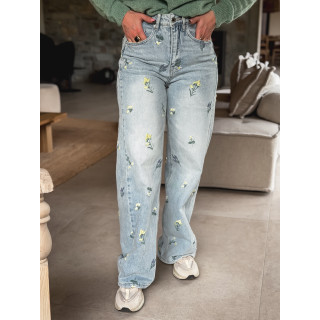 Jeans à fleurs Lynda - Bleu