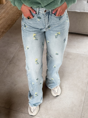 Jeans à fleurs Lynda - Bleu Jeans à fleurs Lynda - Bleu