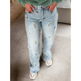 Jeans à fleurs Lynda - Bleu