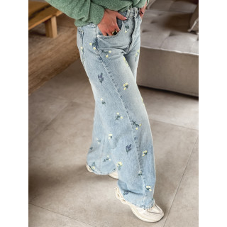 Jeans à fleurs Lynda - Bleu