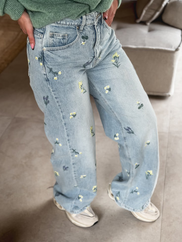 Jeans à fleurs Lynda - Bleu Jeans à fleurs Lynda - Bleu