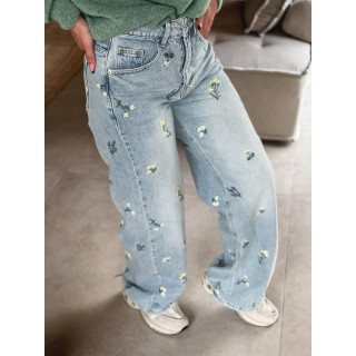 Jeans à fleurs Lynda - Bleu