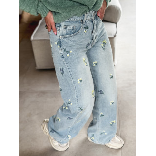 Jeans à fleurs Lynda - Bleu