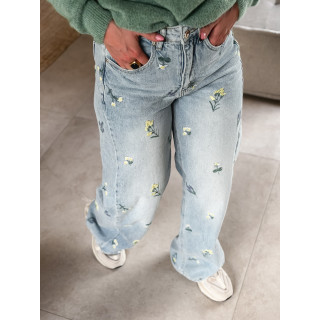 Jeans à fleurs Lynda - Bleu