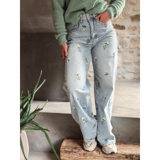 Jeans à fleurs Lynda - Bleu