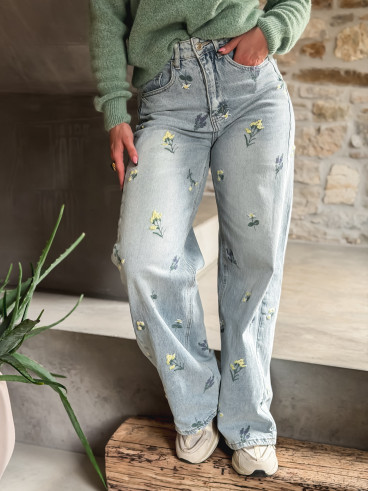 Jeans à fleurs Lynda - Bleu Jeans à fleurs Lynda - Bleu