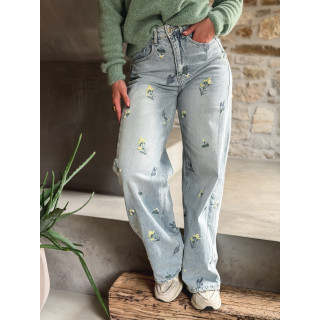 Jeans à fleurs Lynda - Bleu
