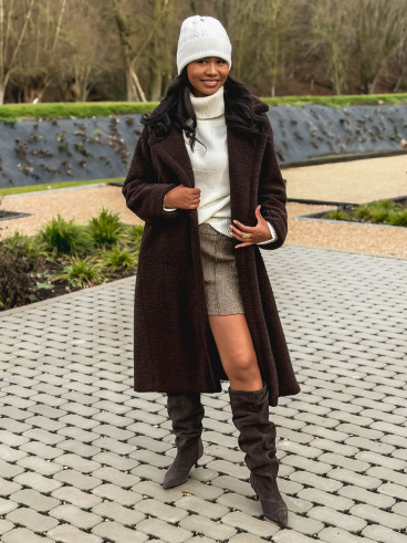 Manteau en teddy Miki - Chocolat